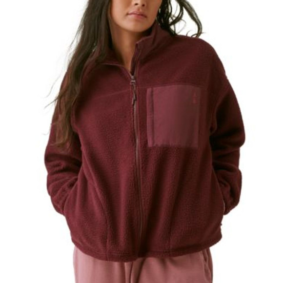 BASS OUTDOOR Coastal Sherpa Jacket XS Purple Fig Full-Zip Drawstring-Waist NWT - Picture 1 of 13